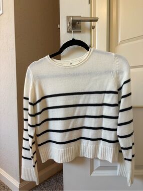 H&M Cream Sweater with Black Horizontal Stripes